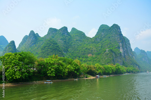 Li River and green mountain in Guilin