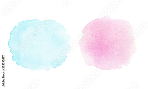 Blue and pink watercolor pots. Abstract background, hand-painted texture. Abstract isolated colorful watercolor stain.Design covers and packaging..