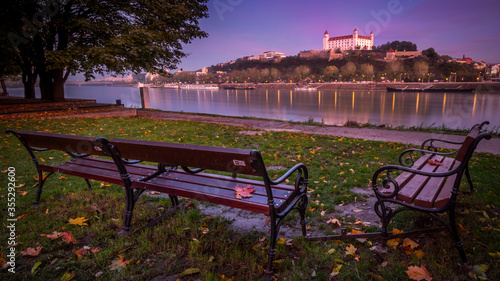 Photography Castle in Bratislava over the river Danube