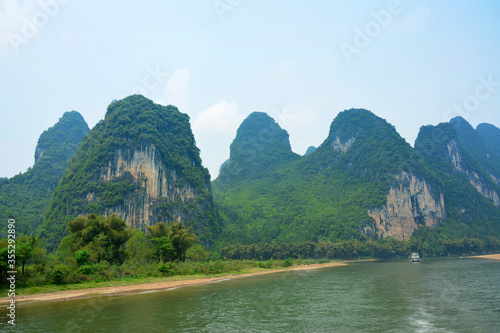 Green Mountain near the Li River of Guangxi Province in China