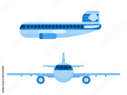 international airliner passenger plane. flat style