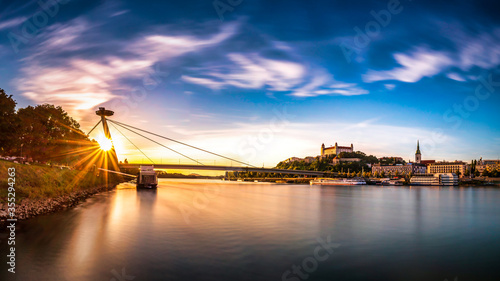 Sunset in Bratislava around Danube river