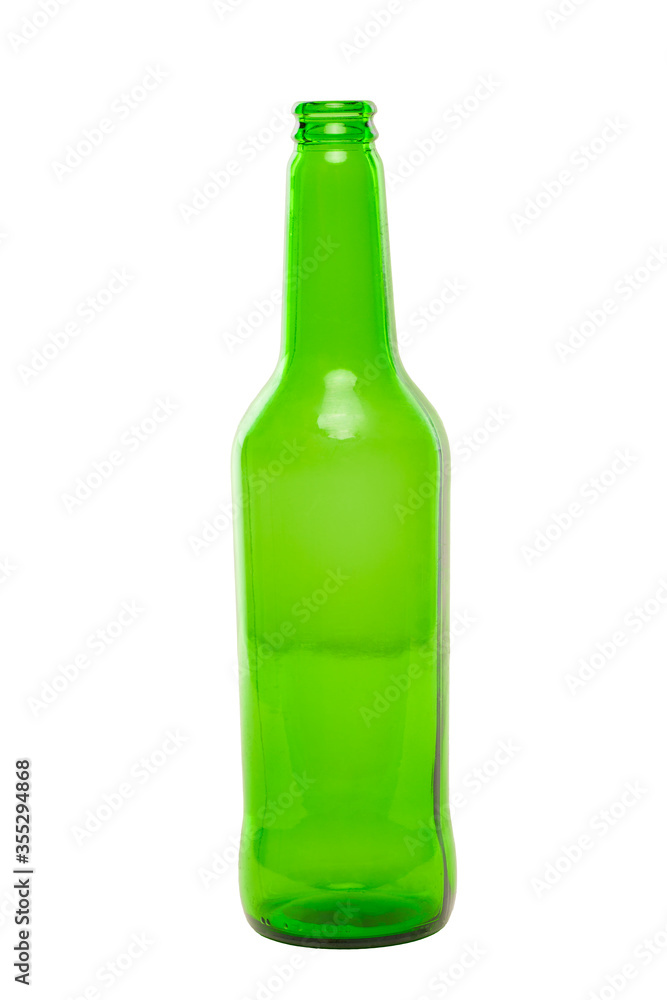 green empty beer bottle on a white background green empty beer bottle on a white background