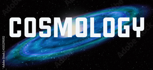 Fotografi Cosmology theme with cosmic spiral galaxy background