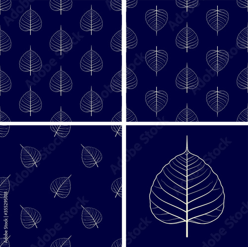 set of seamless  Bodhi  leaf pattern with geometric shapes for Fabric ,Tile ,Carpet ,Wallpaper ,Pottery pattern,Graphic resources