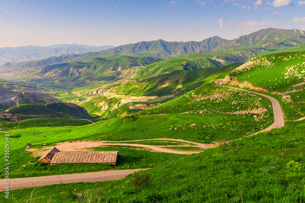 View of the mountain valley of Armenia Serpentine Highway