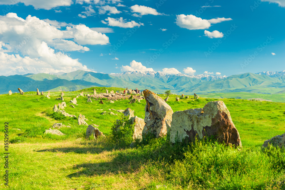Stones of Armenian Stonehenge, Zorats Karer in Karahunj unusual natural attraction