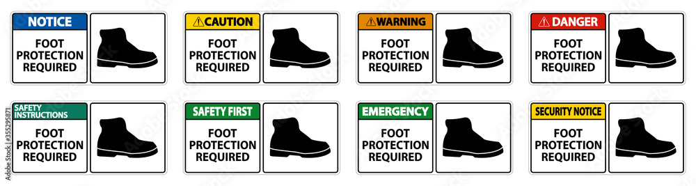 Foot Protection Required Wall Symbol Sign Isolate on transparent ...