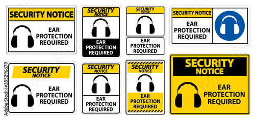 Security Notice Ear Protection Required Symbol Sign Isolate on transparent Background,Vector Illustration