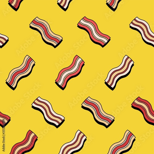 vector seamless breakfast pattern with bacon slices