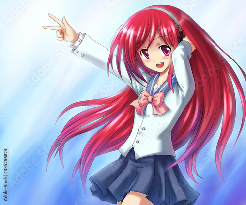Happy teenage girl listening to music