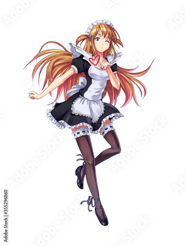 Cute anime maid sending air kiss