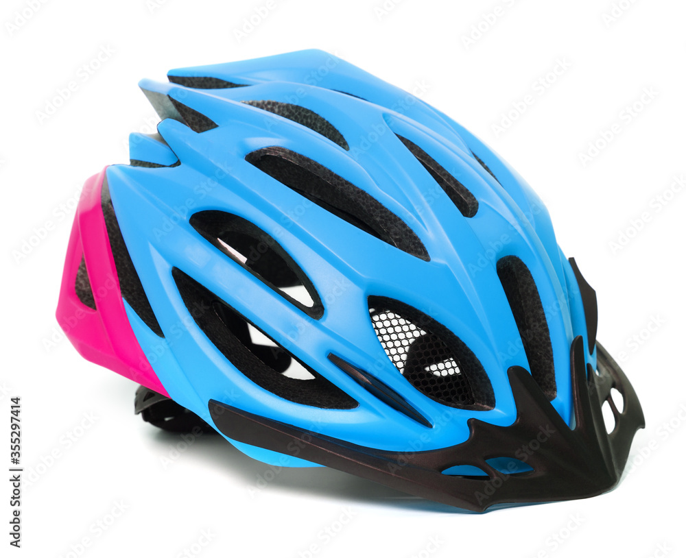 Multicolor bicycle helmet isolated on white Multicolor bicycle helmet isolated on white