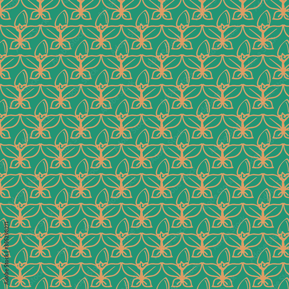 Fototapeta premium Line art flower seamless pattern for printing