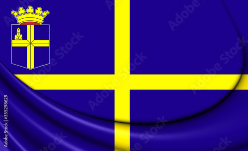 3D Flag of Oldenzaal (Overijssel province), Netherlands. 3D Illustration.