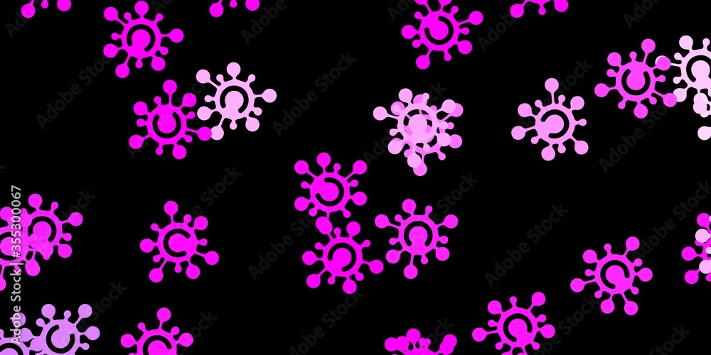 Dark purple, pink vector template with flu signs.