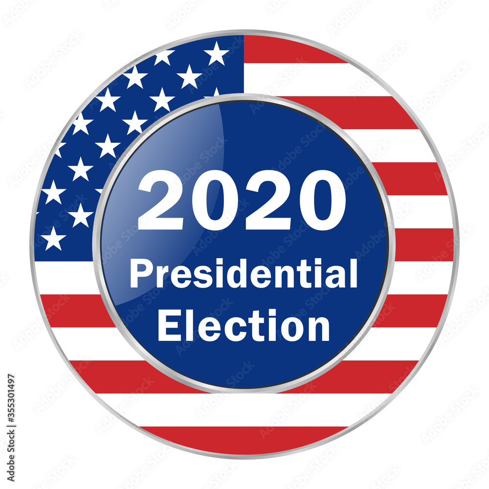 Presidential Election 2020 in the United States of America, web banner on the background of the American flag. All elements are isolated. Presidential Election 2020 in the United States of America, web banner on the background of the American flag. All elements are isolated.