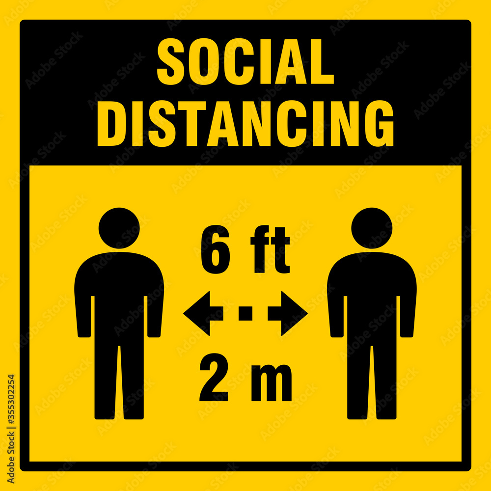 Social Distancing Keep a Safe Distance of 2 Metres 6 Feet Icon. Vector Image. Social Distancing Keep a Safe Distance of 2 Metres 6 Feet Icon. Vector Image.