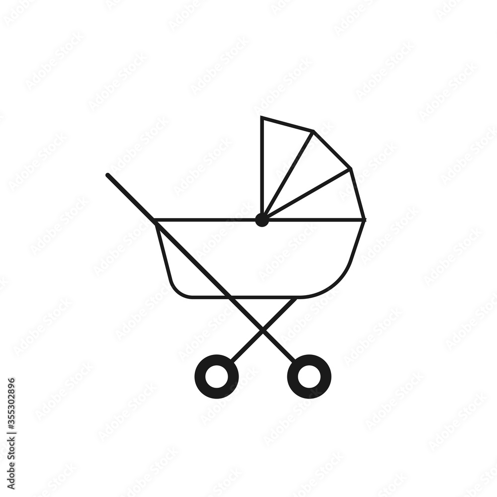 Simple baby stroller Related Vector Line Icon. Contains such Icon as child, child seat, newborn, bassinet, maternity and more.