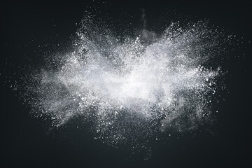 Abstract design of white powder cloud on dark background