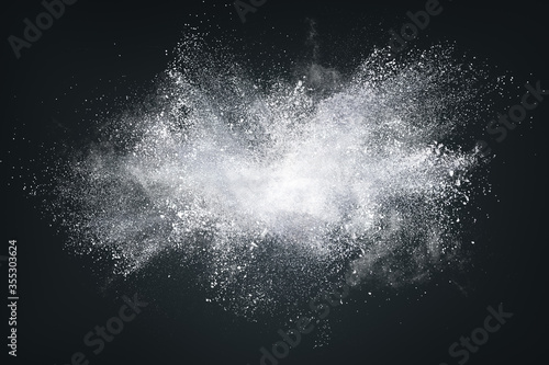 Abstract design of white powder cloud on dark background photo