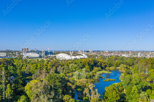 Aerial view of sport stadiums in Melbourne, Australia photo