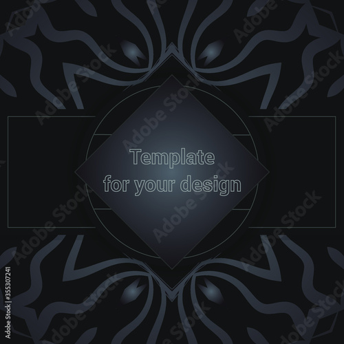 Luxury design on black background. Template for your design with ornamental elements  for packing,  banner, flyer and print design. Workpiece for your design. 