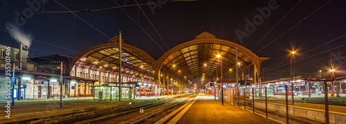 Strasbourg railway station at night. Alsace, France