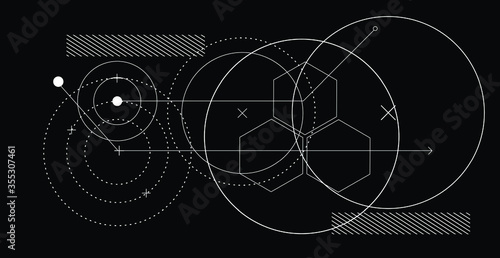 Abstract geometric background with HUD elements