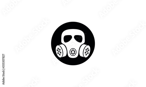 Gas mask grunge vector icon,Respirator face gas mask for air breathing apparatus sign 