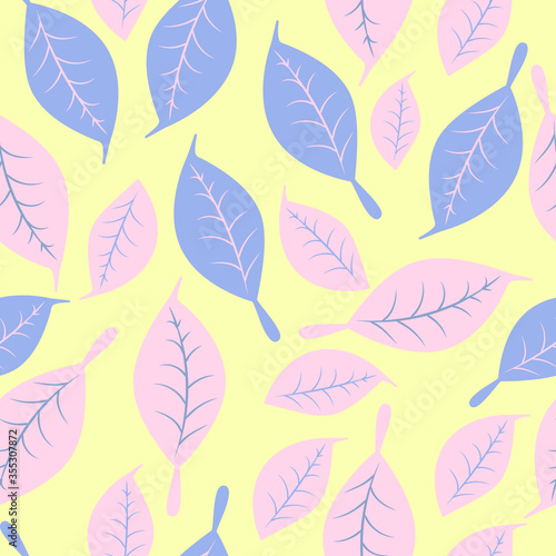 Seamless pattern with stylized colorful  leaves. Endless texture for your design   fabrics.