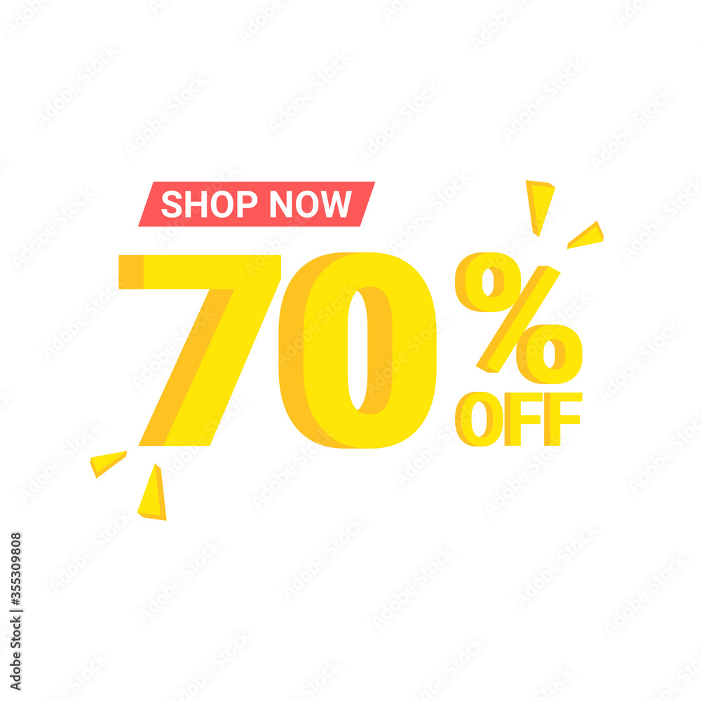 70% sale & discount label vector illustration flat. Suitable for many purposes.