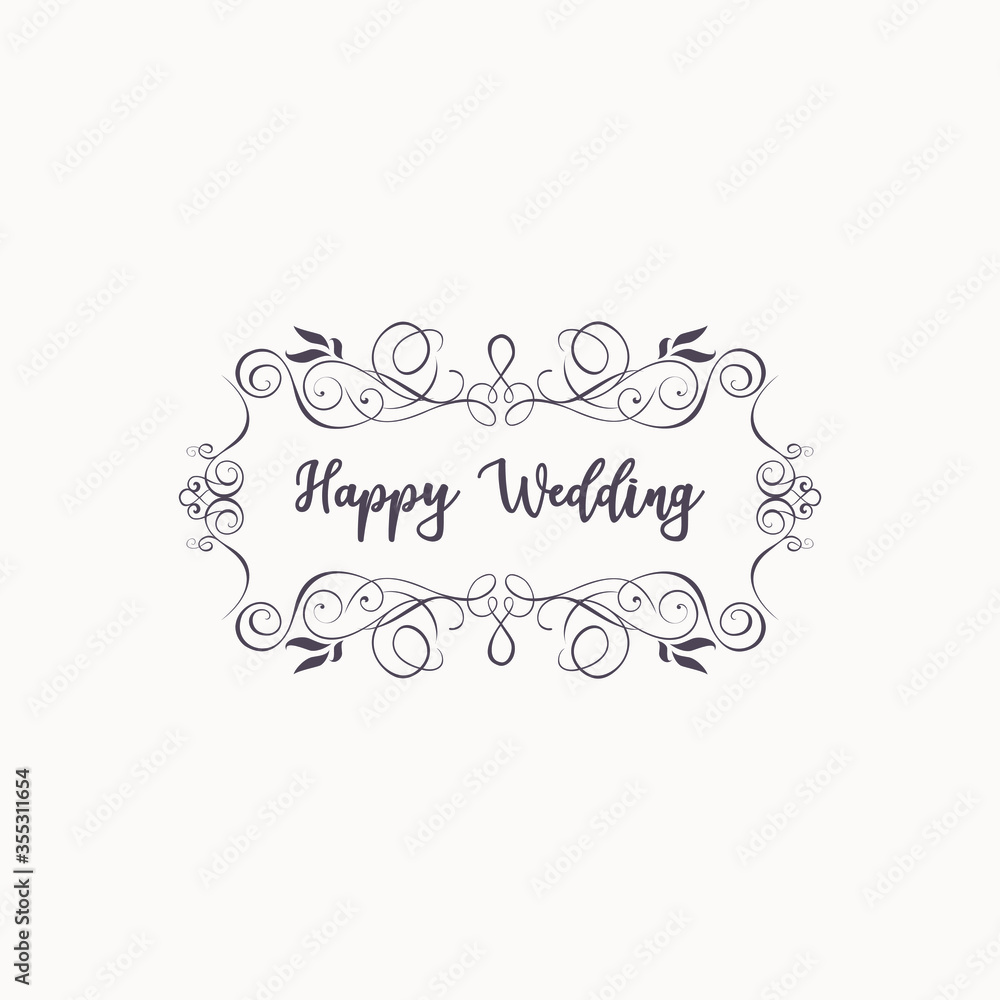 Happy wedding logo template premium