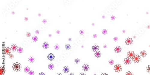 Light Pink, Red vector doodle texture with flowers.