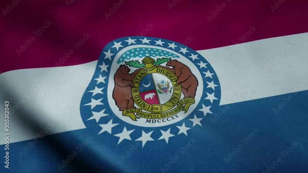 State flag of Missouri waving in the wind. Seamless loop with highly detailed fabric texture State flag of Missouri waving in the wind. Seamless loop with highly detailed fabric texture