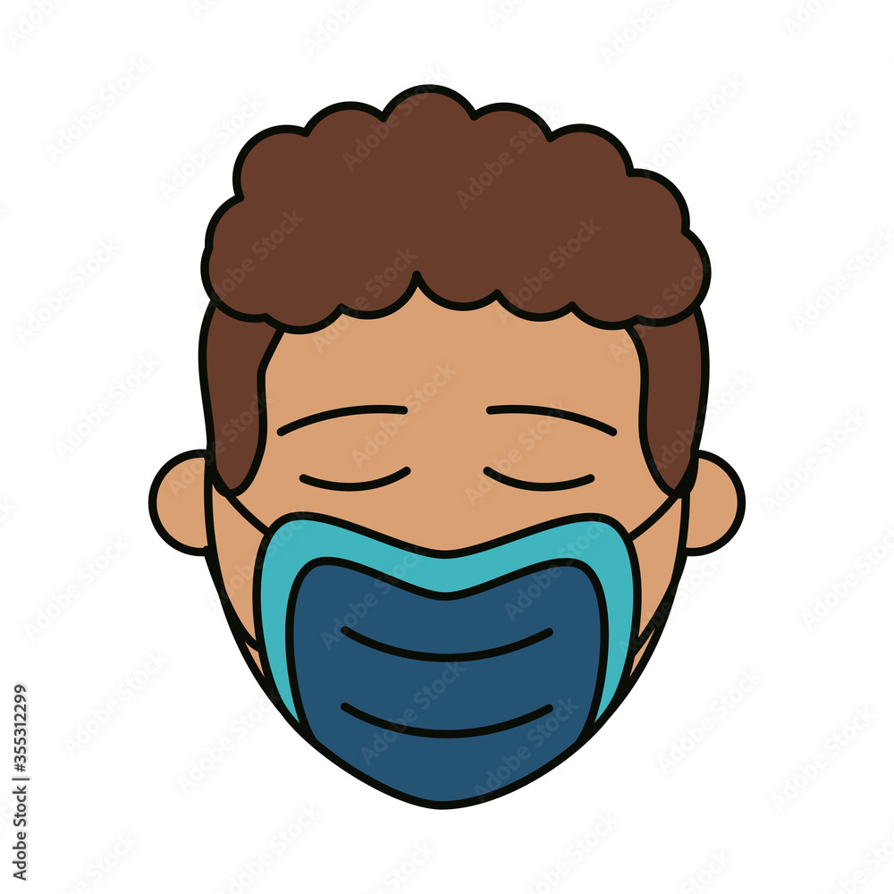man with medical mask, covid 19 coronavirus prevention spread outbreak disease pandemic flat style icon
