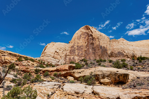 Beautiful landscape around the Hickman Bridge Trail of Capitol Reef National Park