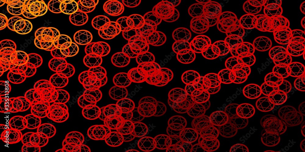 Dark Orange vector pattern with magic elements. Dark Orange vector pattern with magic elements.
