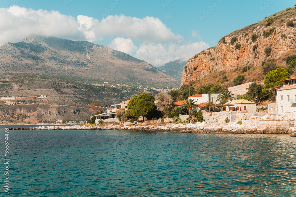 The beautiful coastal town of Limeni in Peloponnese, Mani, Greece.