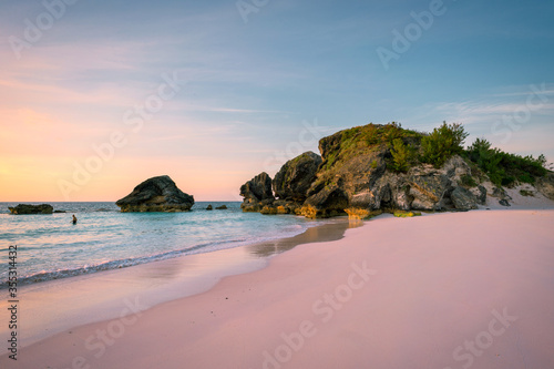 Sunrise at Horseshoe Bay beach in Bermuda