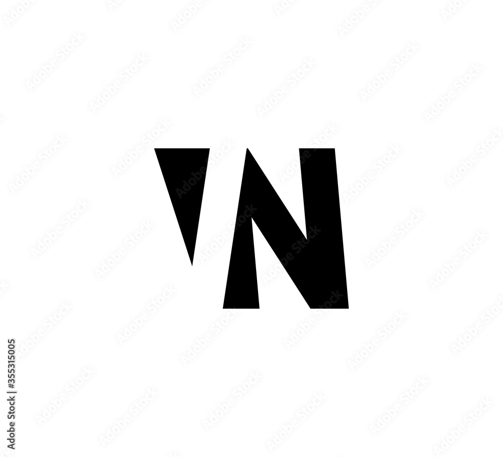 Obraz premium Initial letters Logo black positive/negative space VN