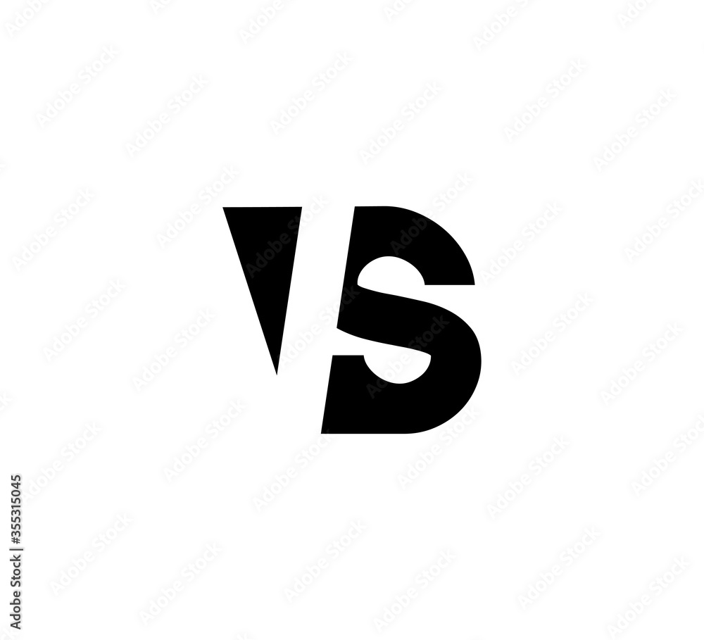 Initial letters Logo black positive/negative space VS Initial letters Logo black positive/negative space VS