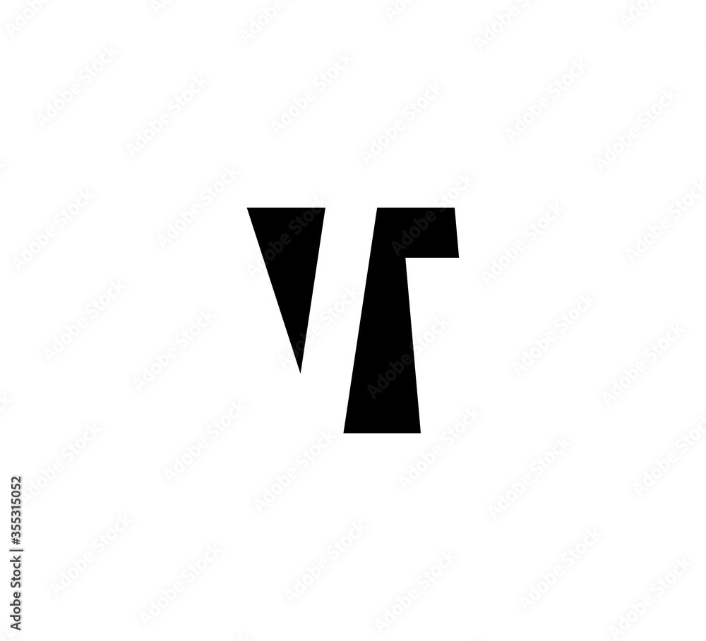 Obraz premium Initial letters Logo black positive/negative space VT