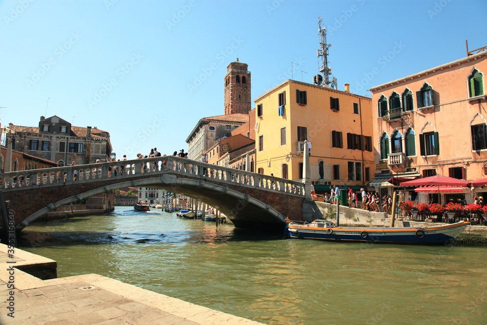 The Guglie bridge in Venice, Italy which is famous for it's gargoyles.