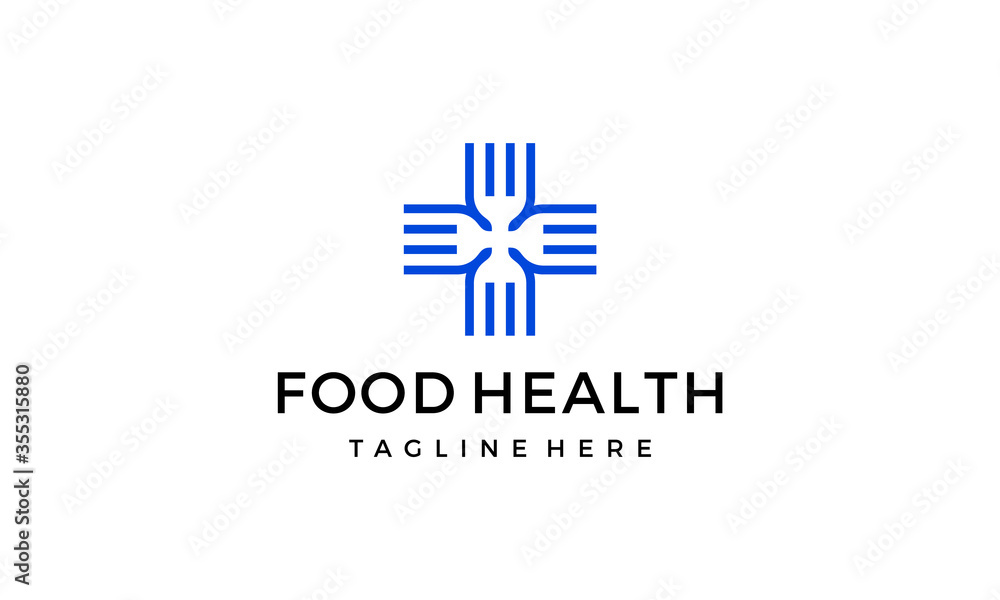 Obraz premium fork food medical health logo design concept