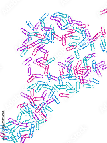 Stationary paperclips isolated on white background