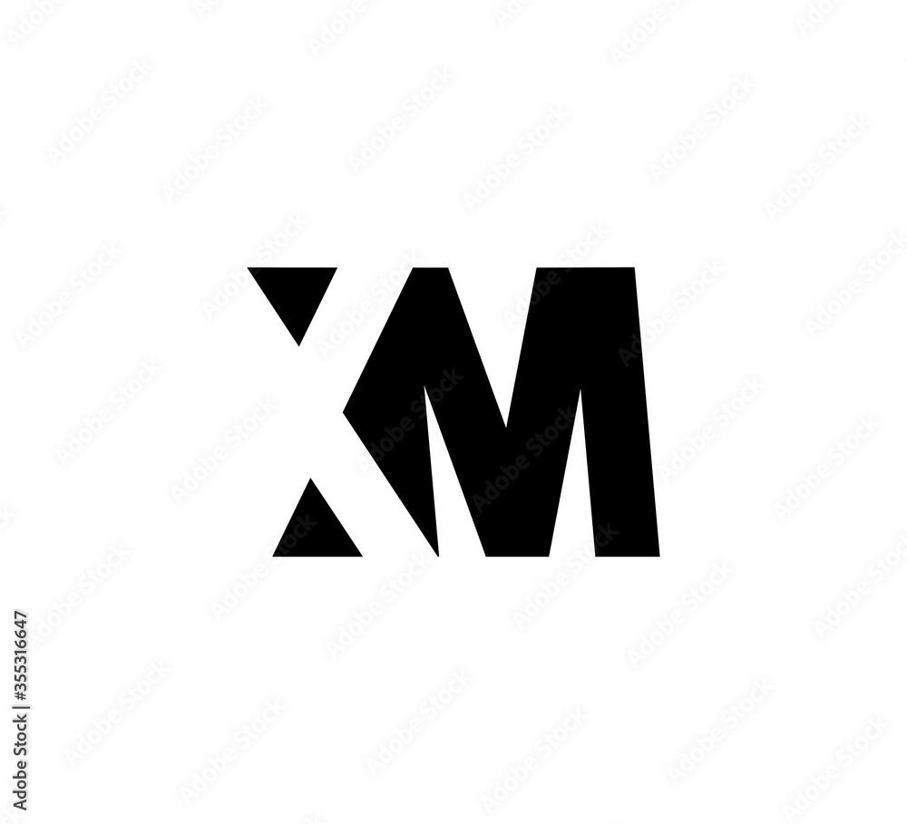 Initial letters Logo black positive/negative space XM Initial letters Logo black positive/negative space XM
