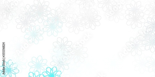 Light Pink, Blue vector doodle texture with flowers.