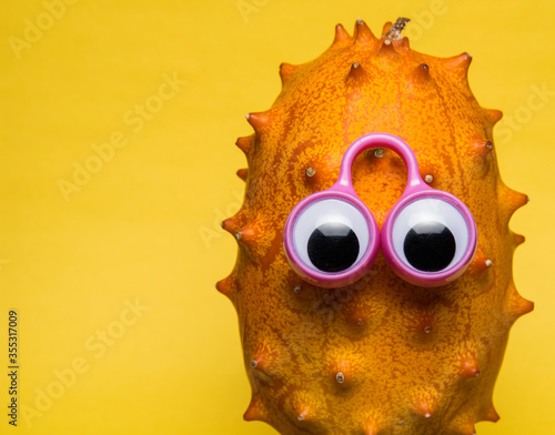 Kiwano (Horned Melon) with googly eyes