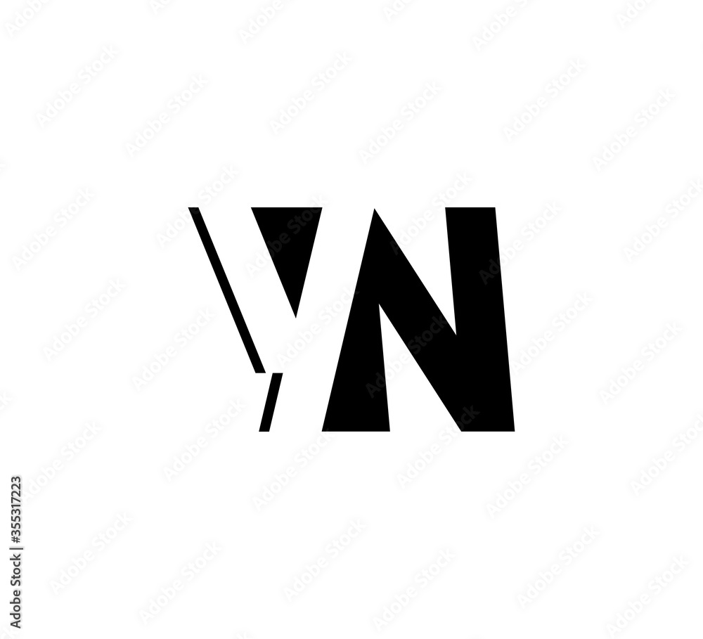 Initial letters Logo black positive/negative space YN Initial letters Logo black positive/negative space YN